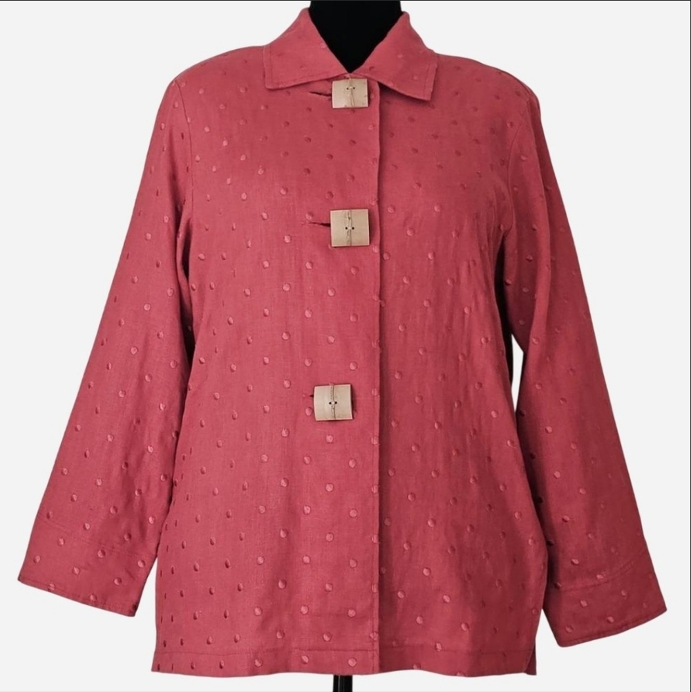 Vintage‎ NORM THOMPSON Women's Size L Embroidered Polka Dot Long-sleeve Shirt